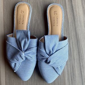 LC Lauren Conrad Women's Dessert Stripe Light Blue and White Mules Size 8